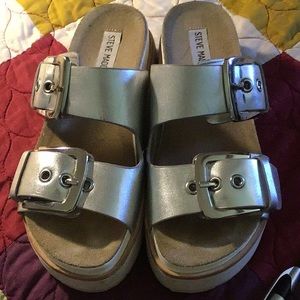 steve madden silver slides